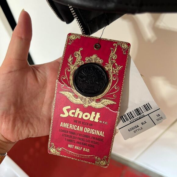 Schott Men's Black Leather Motor Jacket 603USA Cafecto Hybrid Cafe Racer $960 - Picture 4 of 5